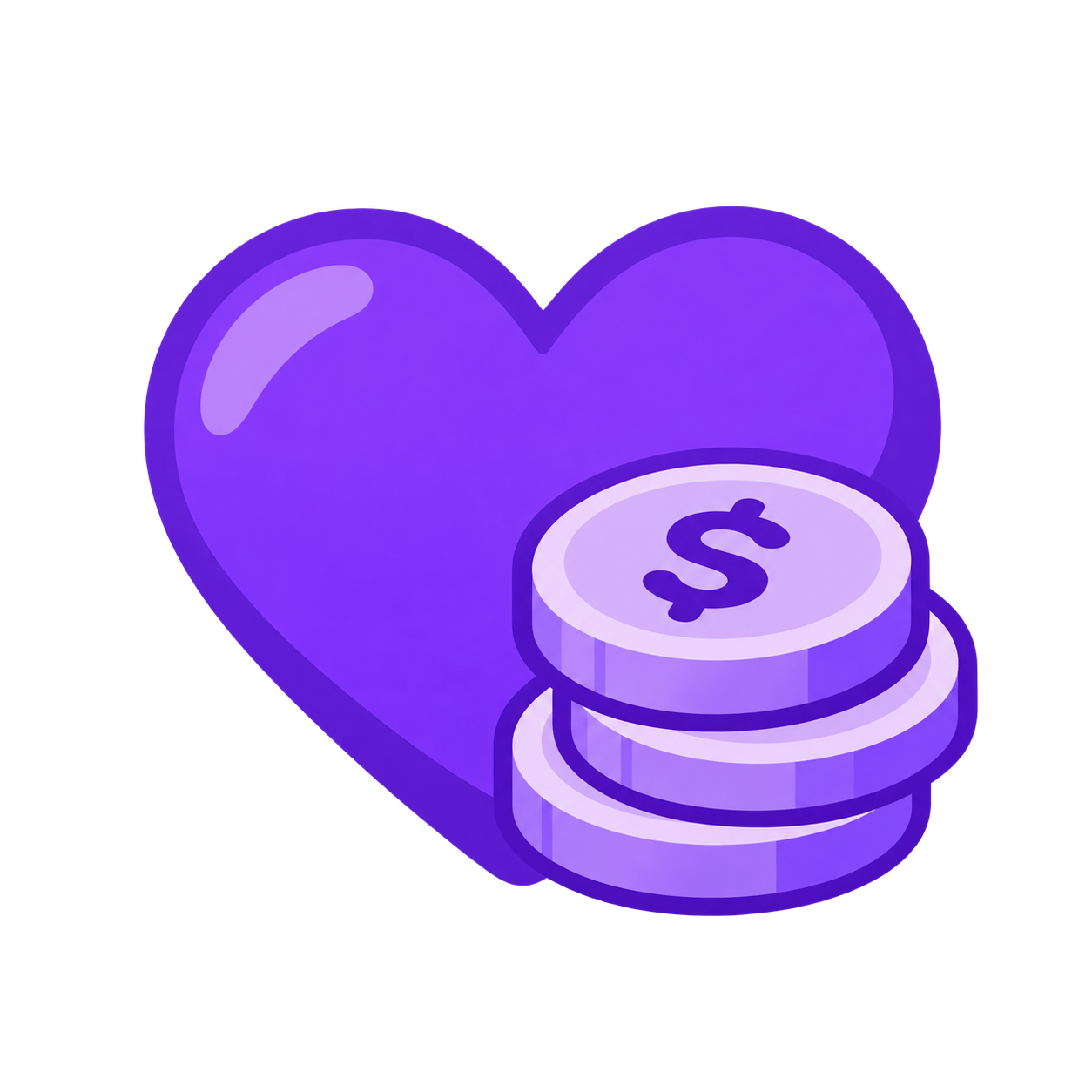 Nuestra cuenta: corazón morado con monedas